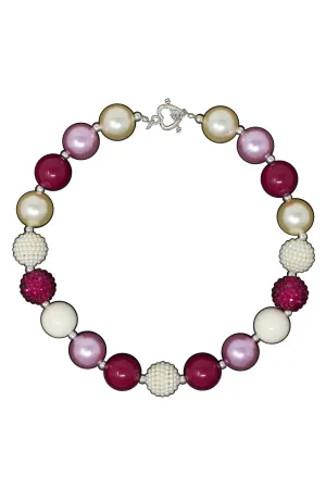 Burgundy & Pink Pearl Bubblegum Necklace