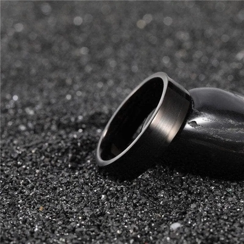 Casual 6mm Black Titanium Men's Wedding Band