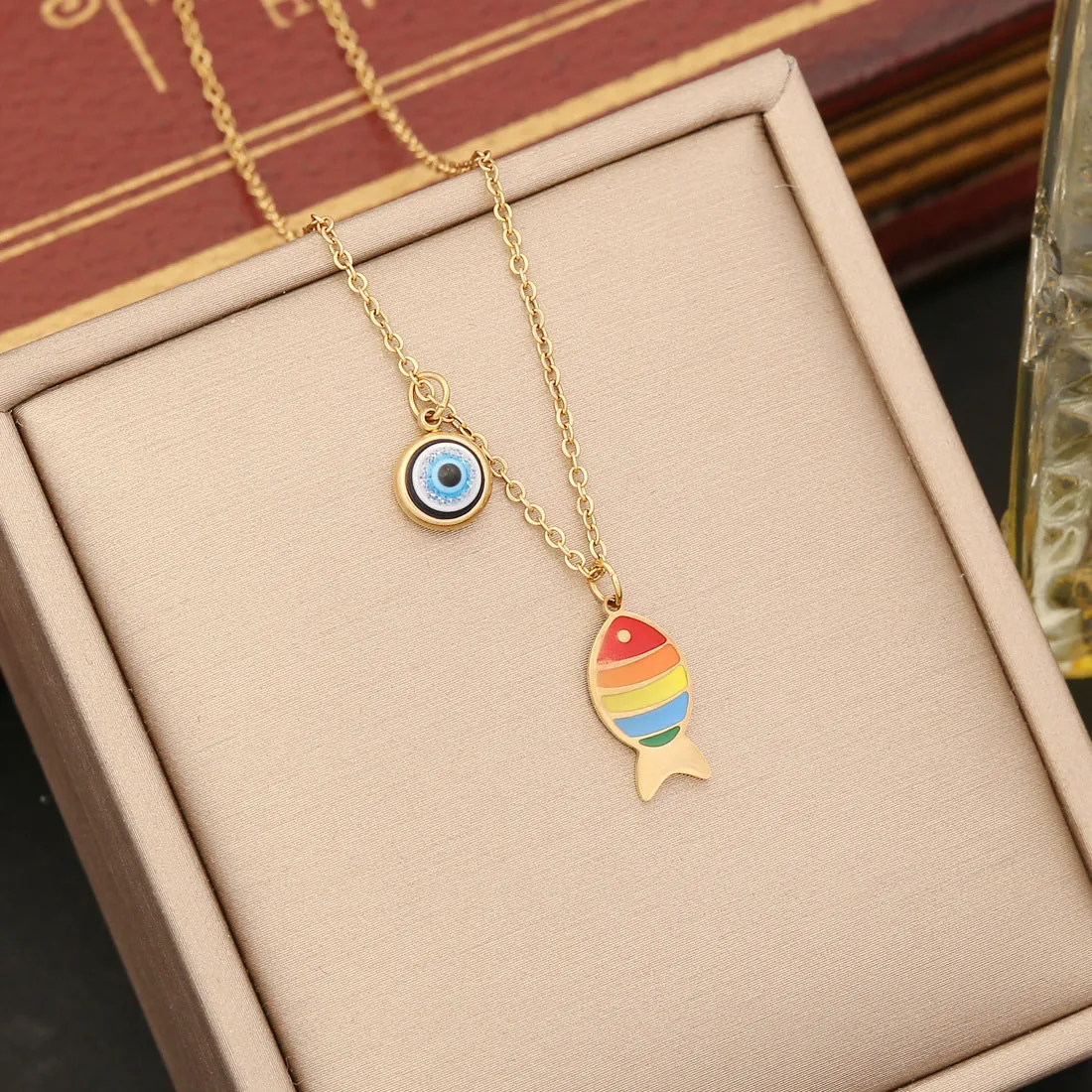 Casual Heart Stainless Steel Oil Dripping Necklaces