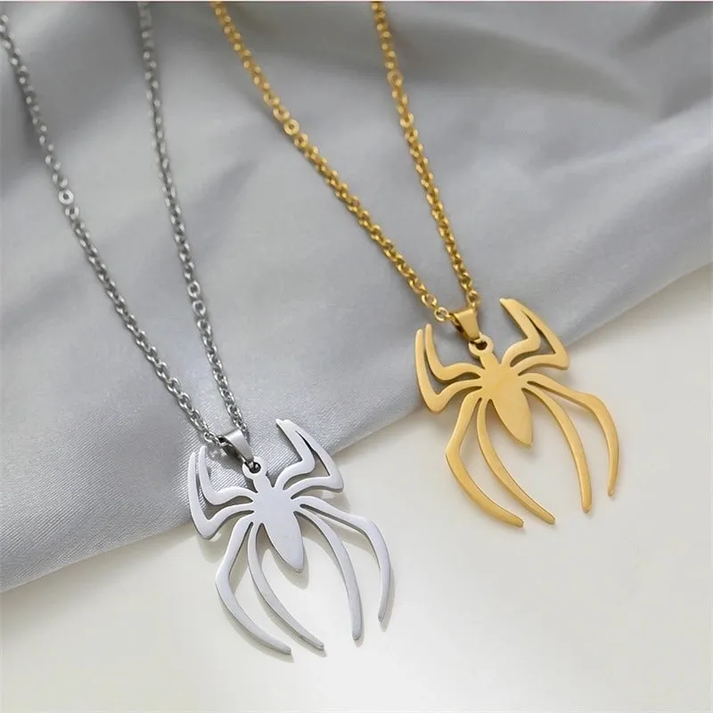 Casual Streetwear Spider Titanium Steel Plating Pendant Necklace