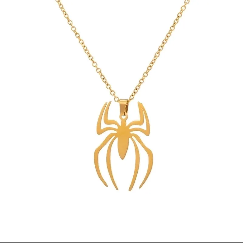 Casual Streetwear Spider Titanium Steel Plating Pendant Necklace