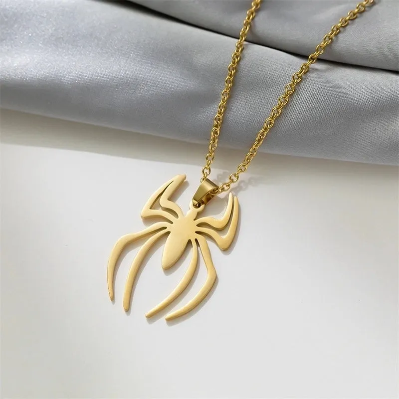 Casual Streetwear Spider Titanium Steel Plating Pendant Necklace