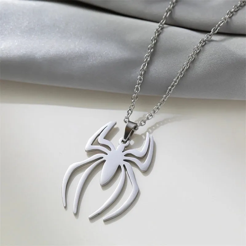 Casual Streetwear Spider Titanium Steel Plating Pendant Necklace