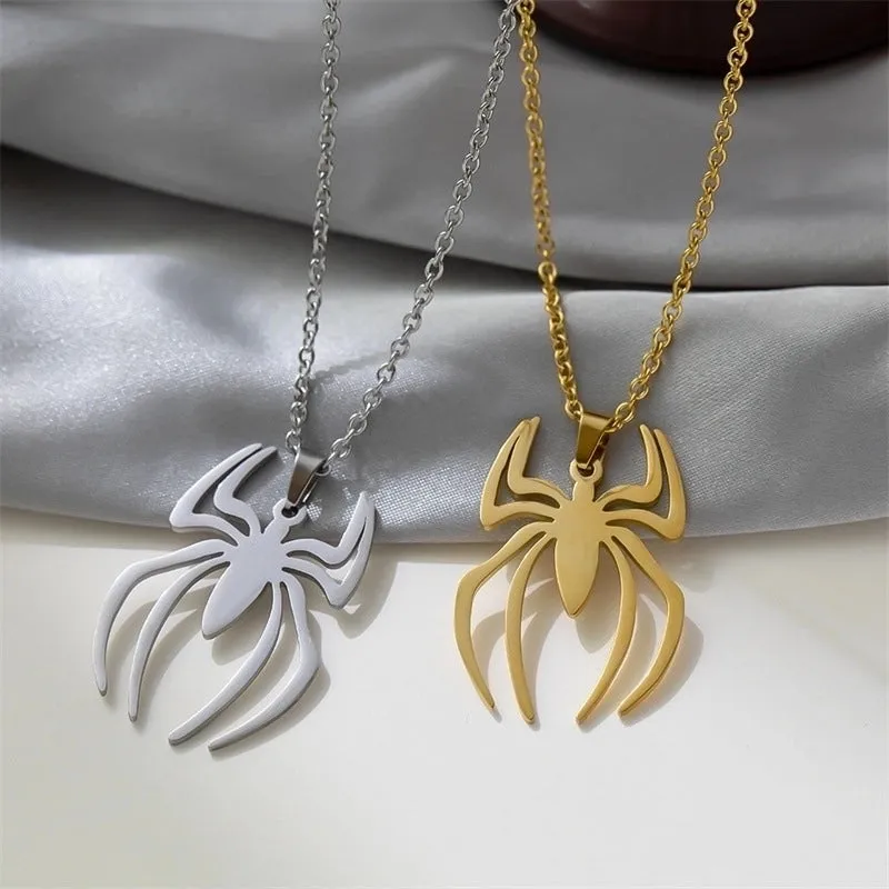 Casual Streetwear Spider Titanium Steel Plating Pendant Necklace