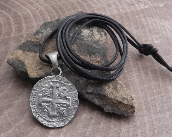 Celtic Coin Pendant on Black Cord