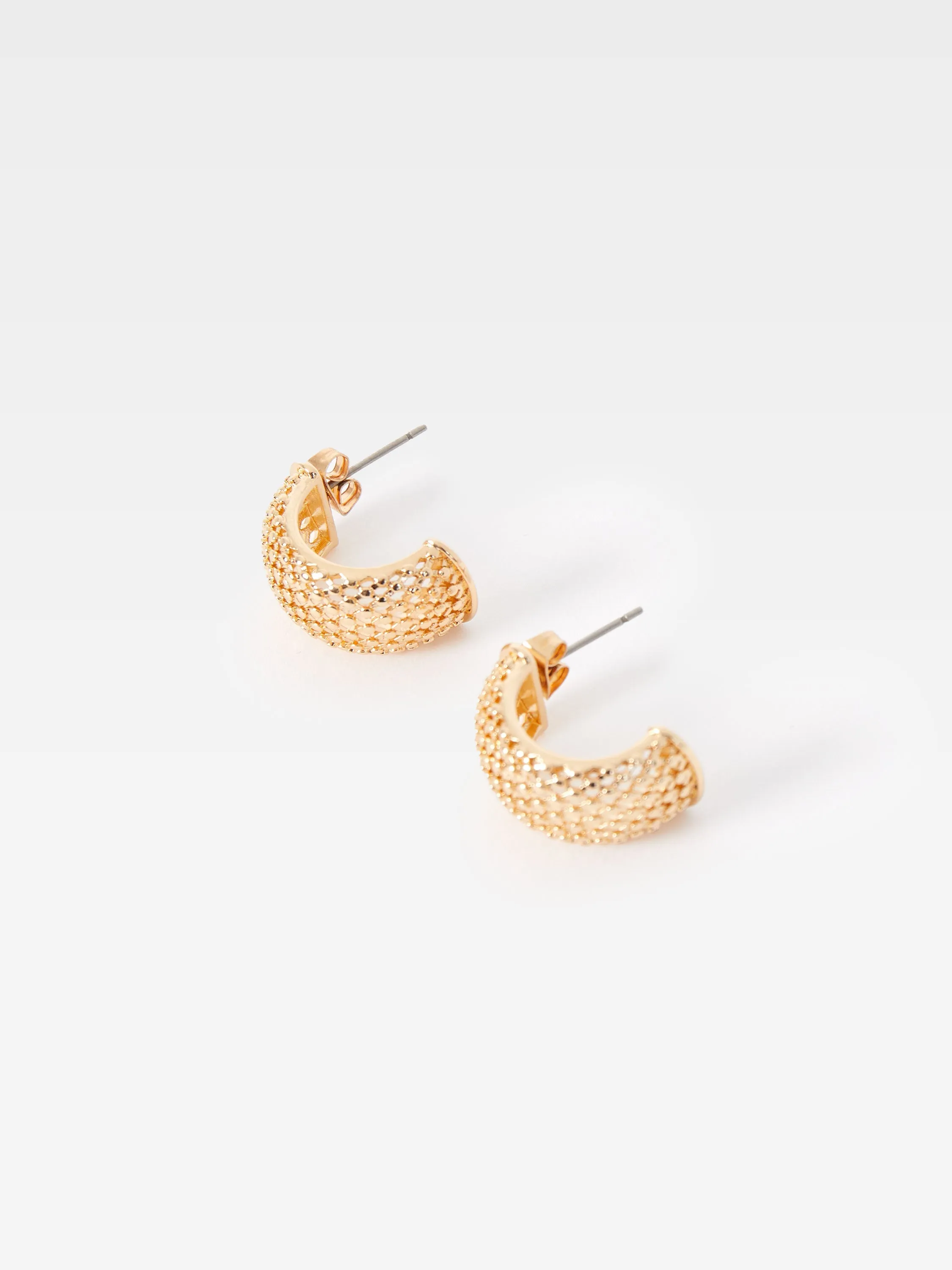 Chain Textured Half Hoop Earrings