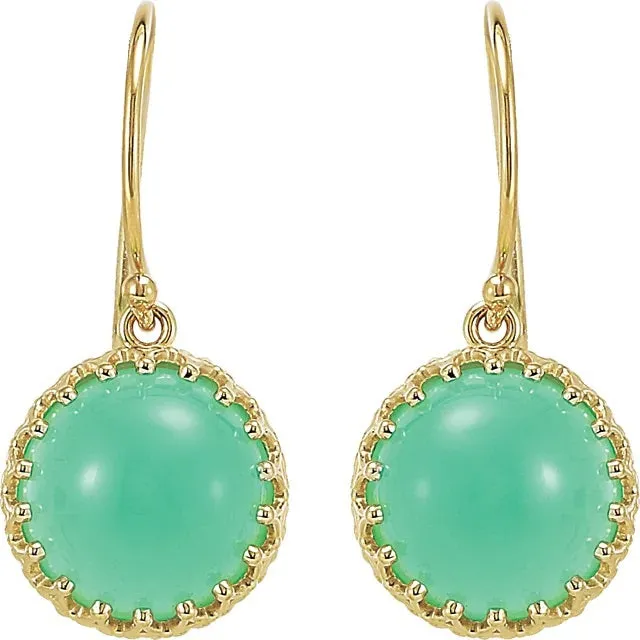 Chrysoprase Dangle Gold Earrings