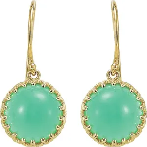 Chrysoprase Dangle Gold Earrings