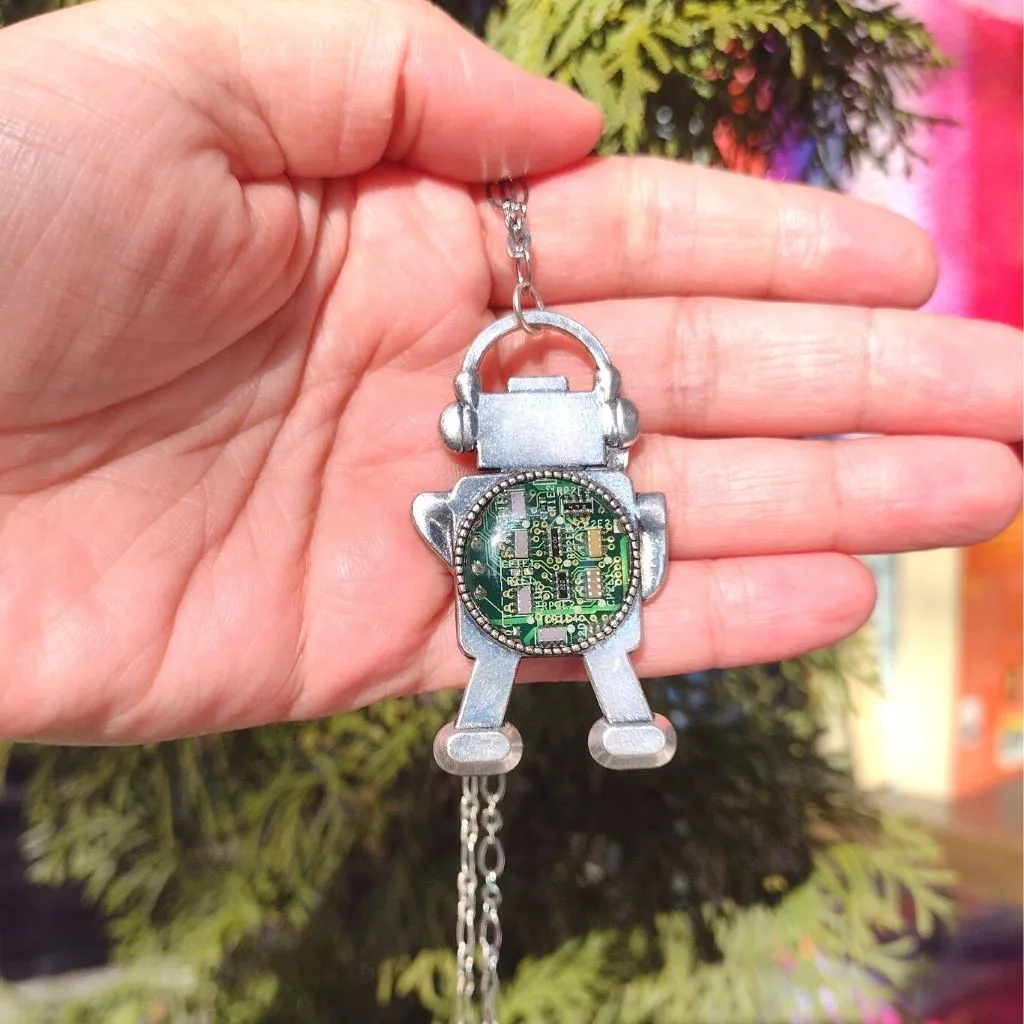 Circuit Board Robot Necklace - Zero Waste, Eco-Friendly