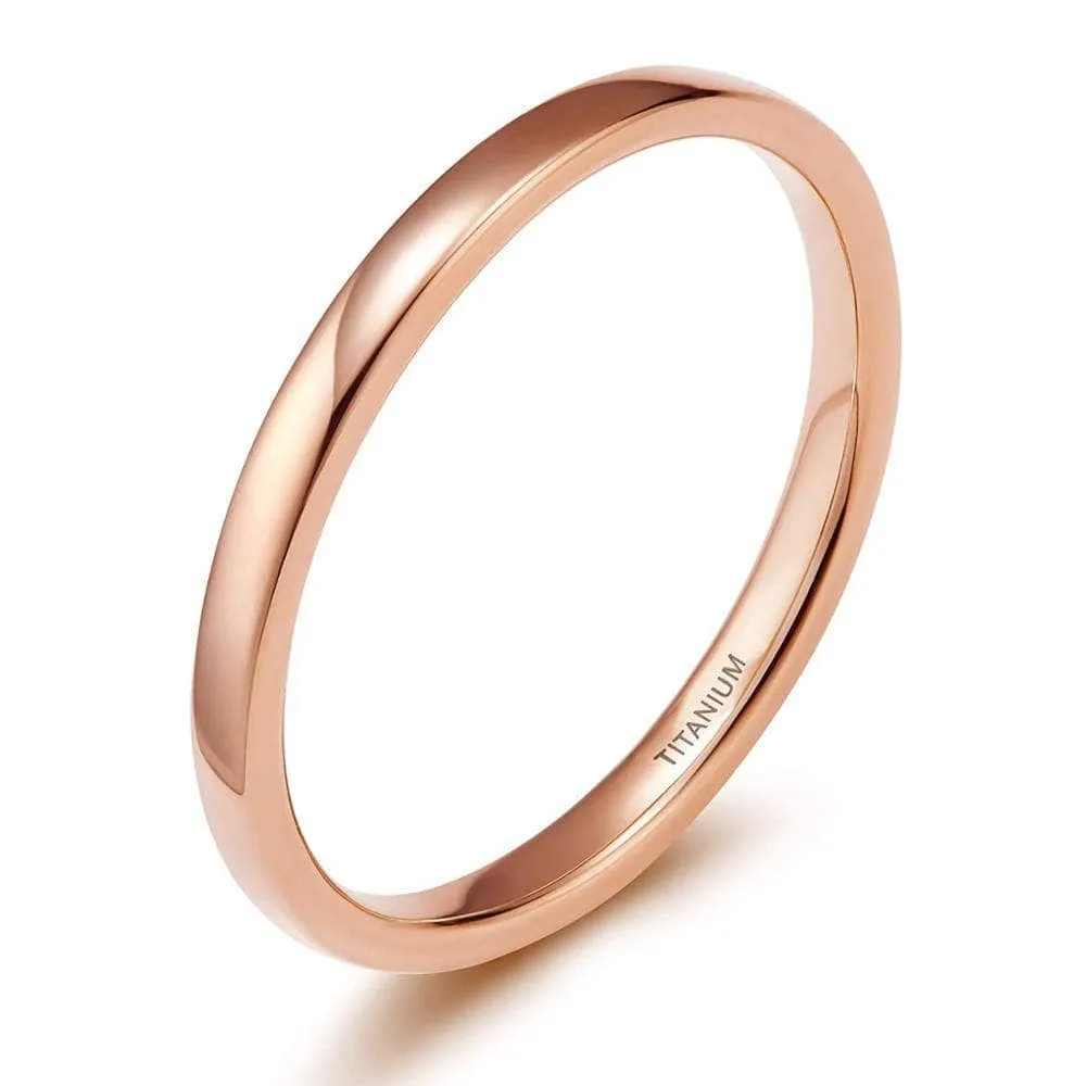 Classic Rose Gold Men's Titanium Wedding Band