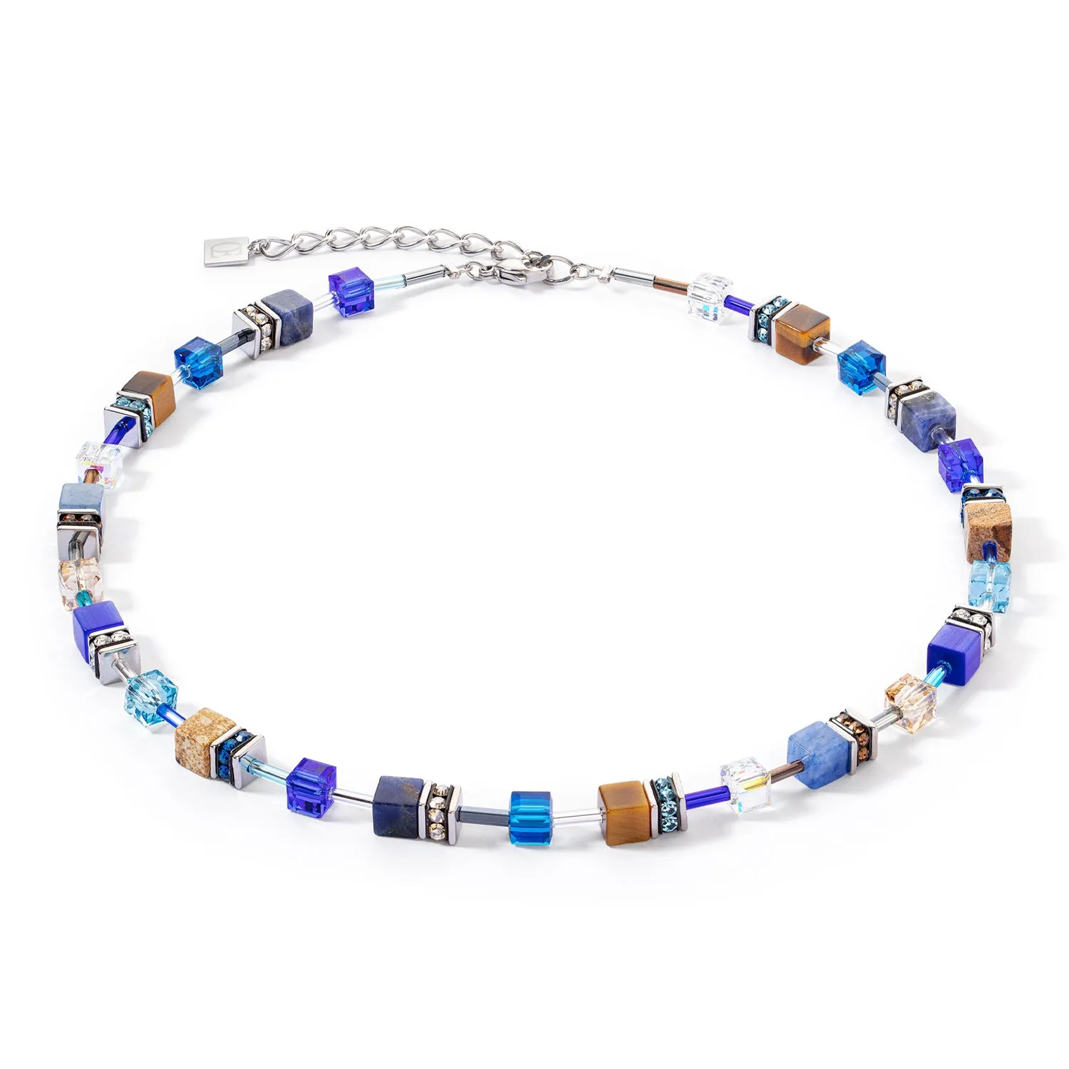 Coeur De Lion GeoCUBE® Iconic Precious Blue Brown Necklace