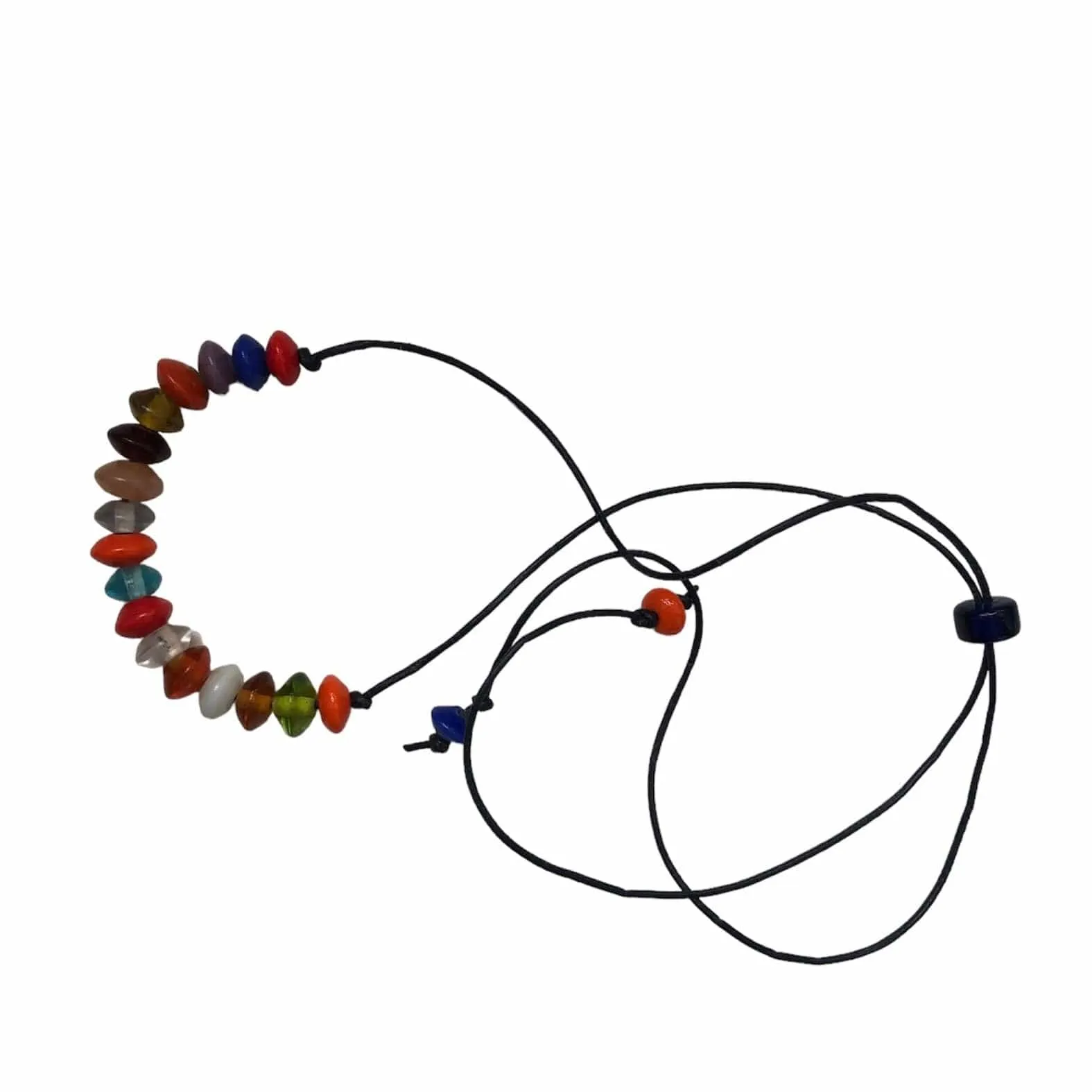 Colourful Beaded Leather Cord Necklace