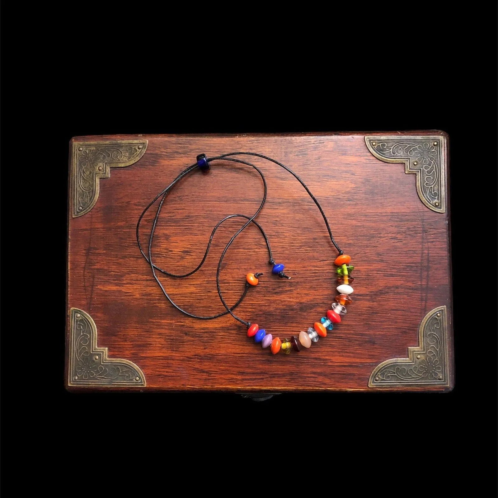 Colourful Beaded Leather Cord Necklace