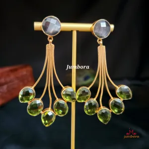 Contemporary Amrapali Style Green Long Leaf Earring