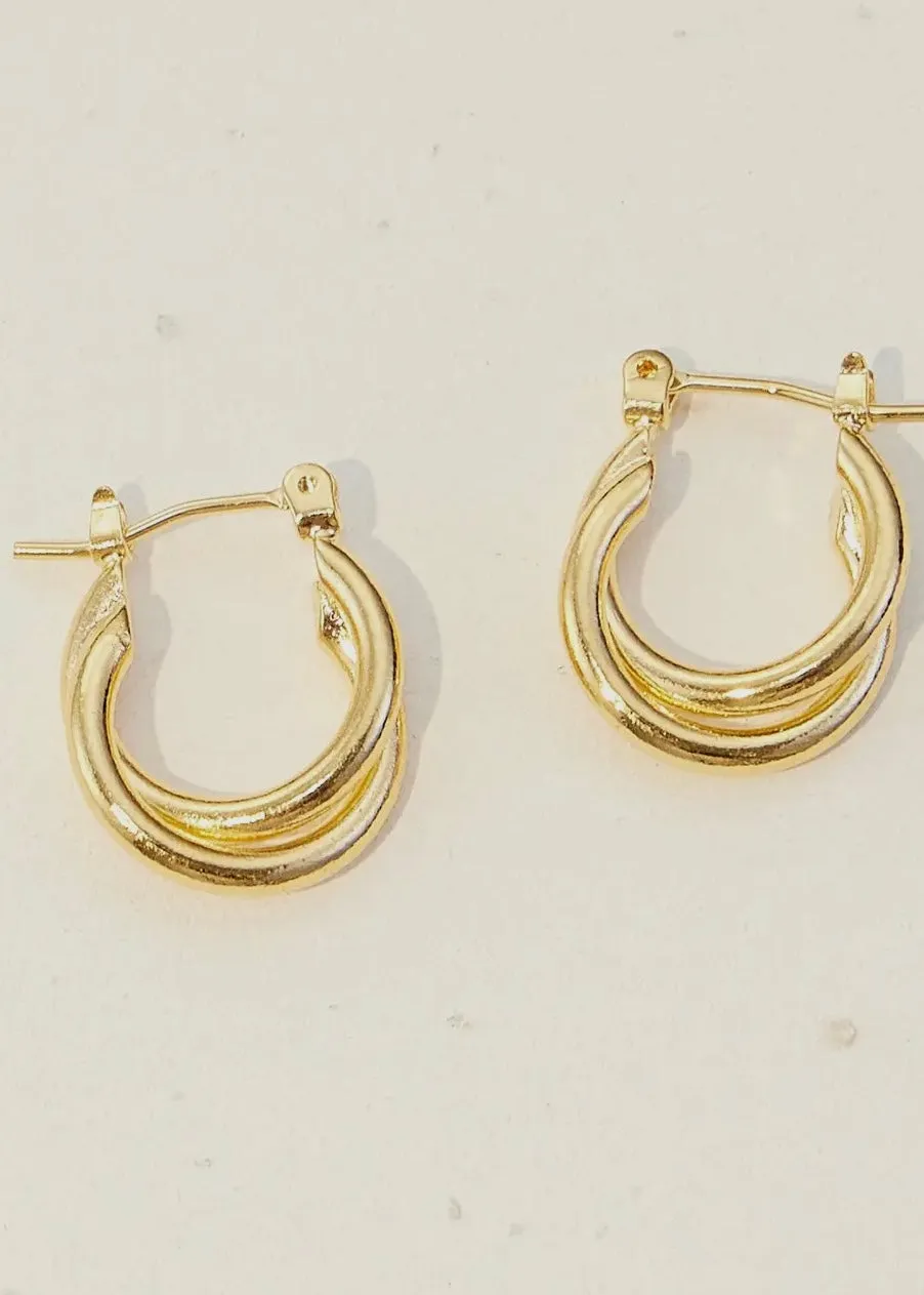 Crossover 18k Gold Dipped Huggie Earrings