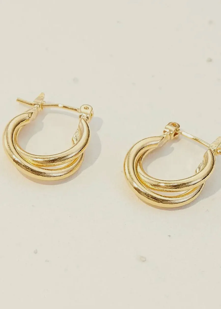 Crossover 18k Gold Dipped Huggie Earrings