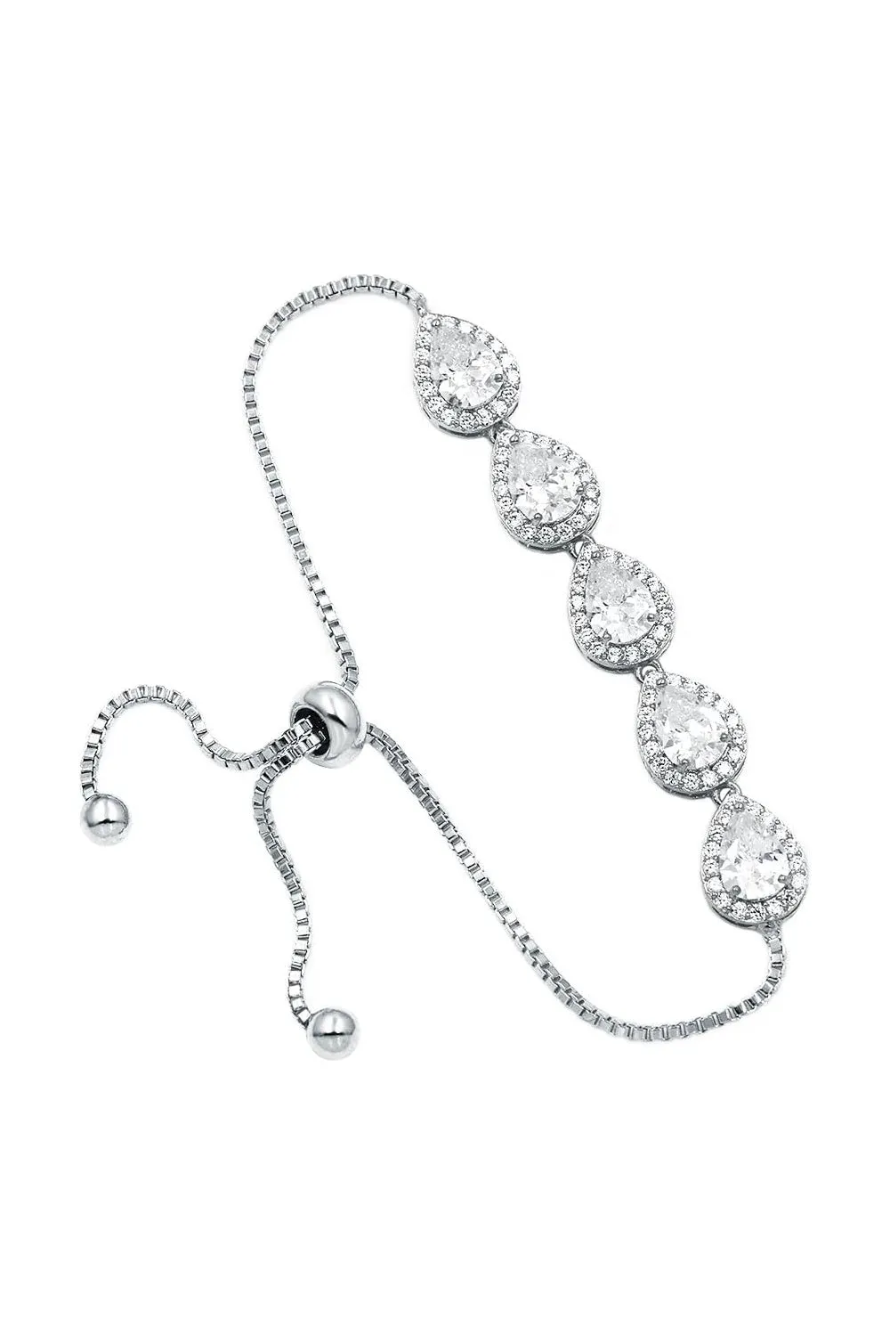 Crystal Silver Teardrop Bracelets