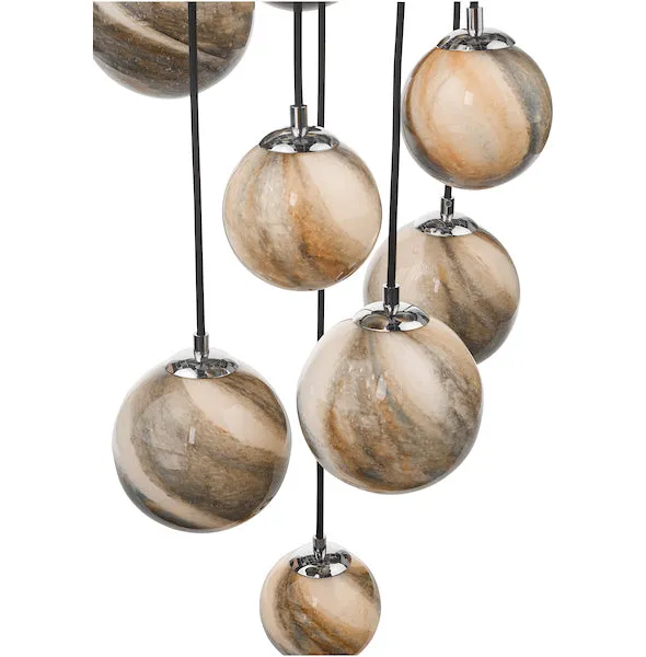 Dar Mikara 12 Light Cluster Pendant Planet Glass 2.5m