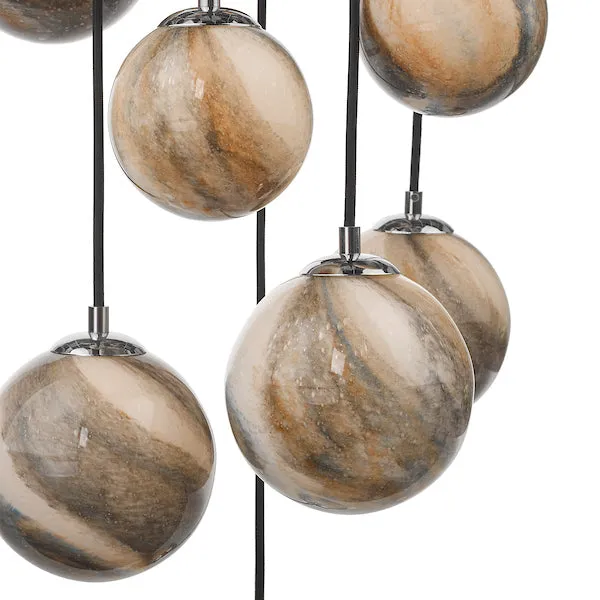 Dar Mikara 12 Light Cluster Pendant Planet Glass 2.5m