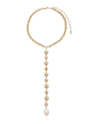 Deep Drop Pearl Lariat Necklace