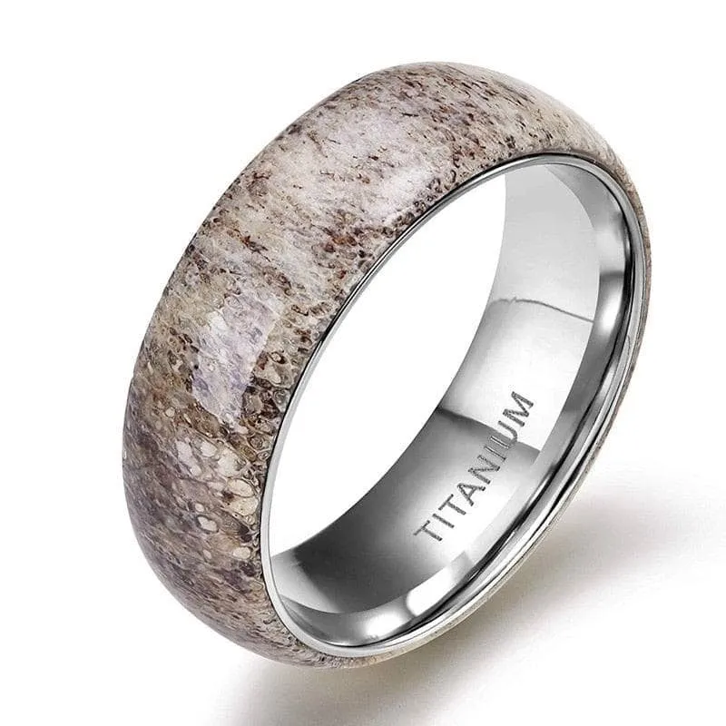 Deer Antler Titanium Wedding Band