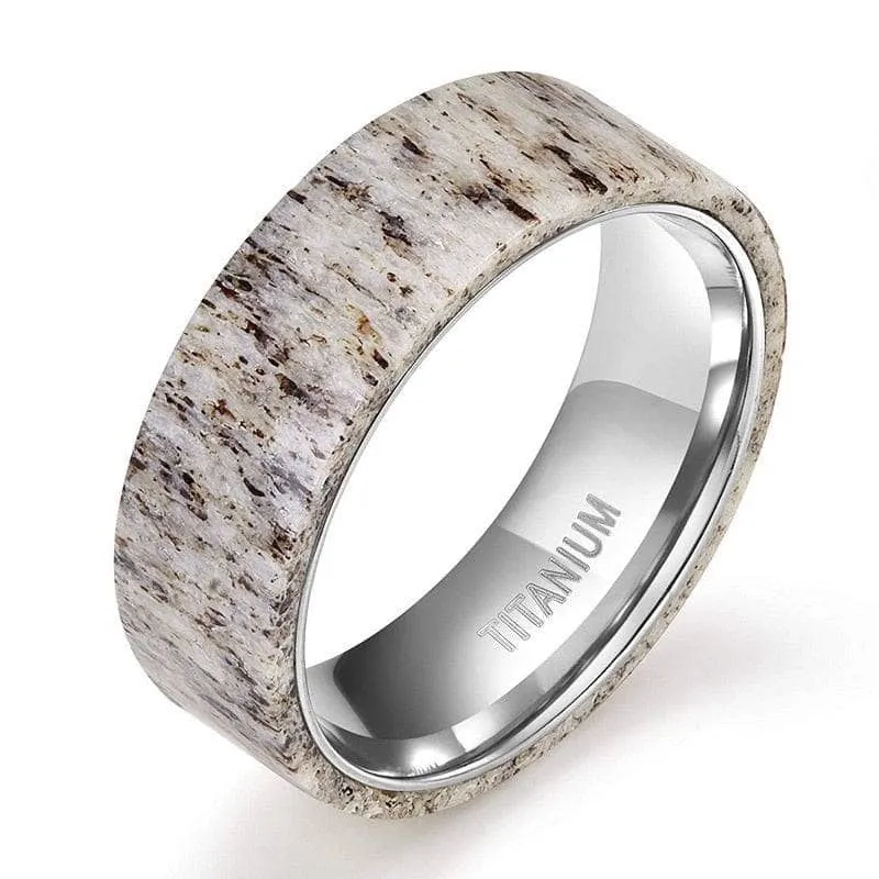 Deer Antler Titanium Wedding Band