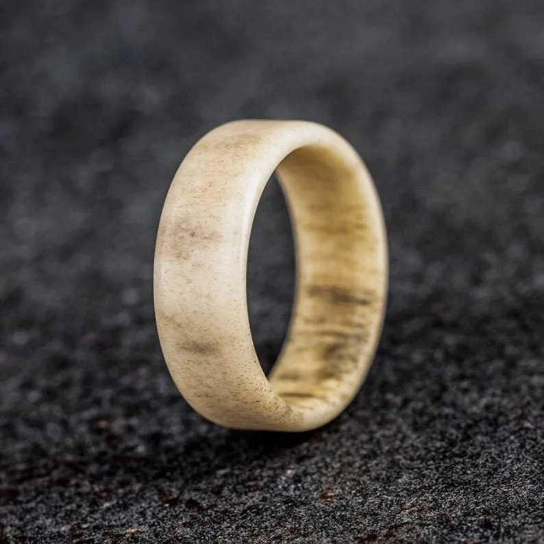 Deer Antler Titanium Wedding Band