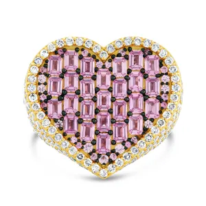 Diamond & Emerald Ruby Heart Statement Ring