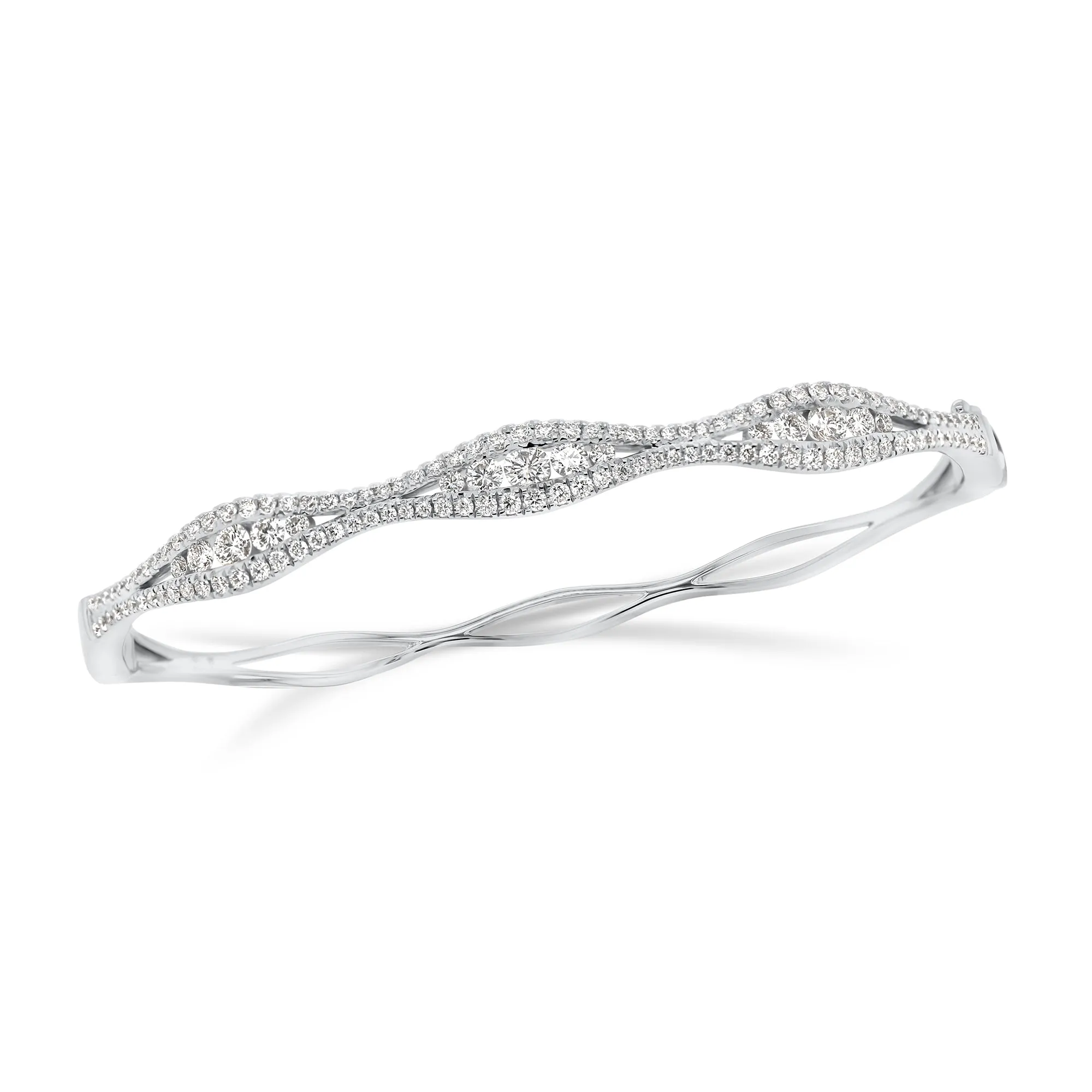 Diamond Open Wave Bangle Bracelet