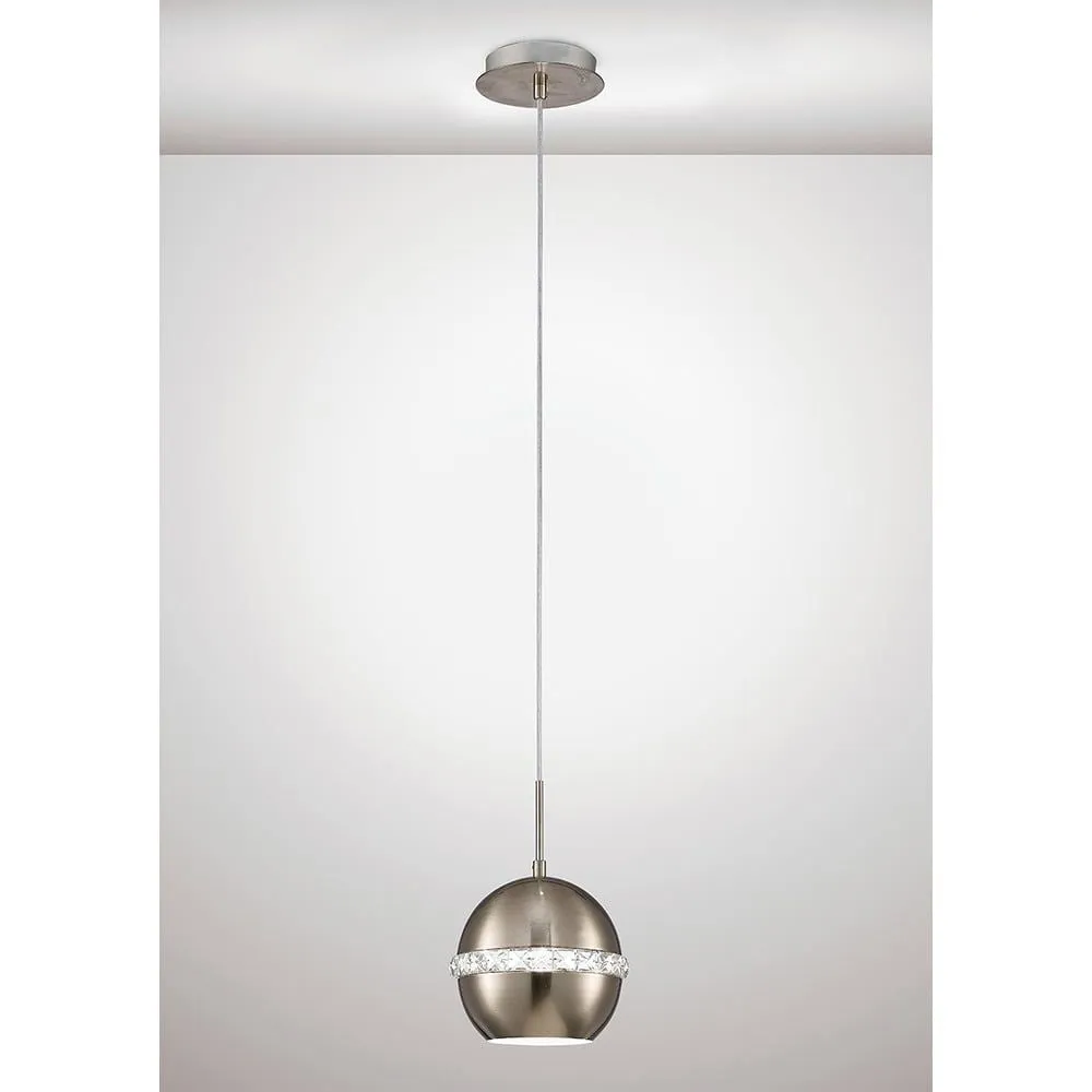 Diyas  IL31612 Andrea Single Pendant Satin Nickel/Crystal