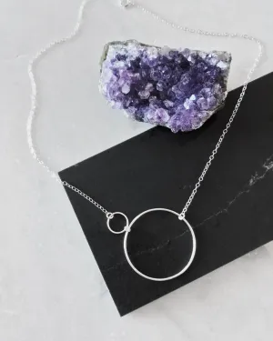 Double Circle Necklace  - Sterling Silver