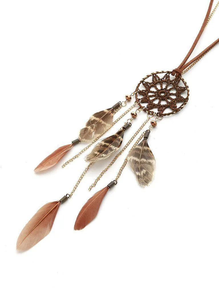 Dreamcatcher And Feather Vintage Necklace