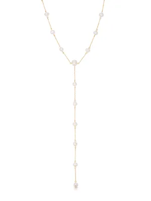 Dripping Pearl Lariat Necklace