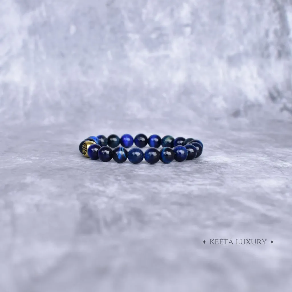 Dual Elemental - Blue Tiger's Eye & Lava Bead Bracelets