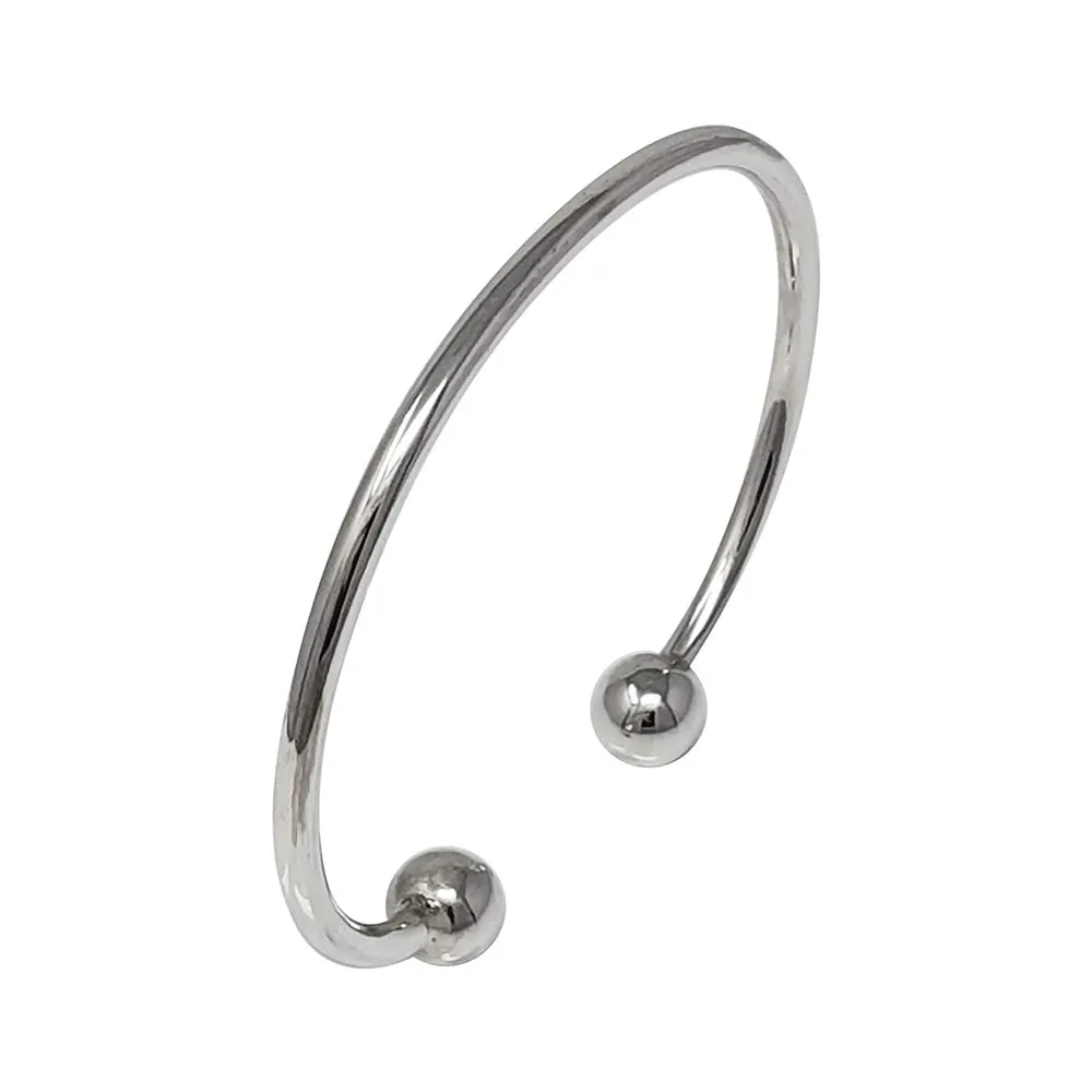 Elegant and Classic Torque Silver Bangle for Women and Girls