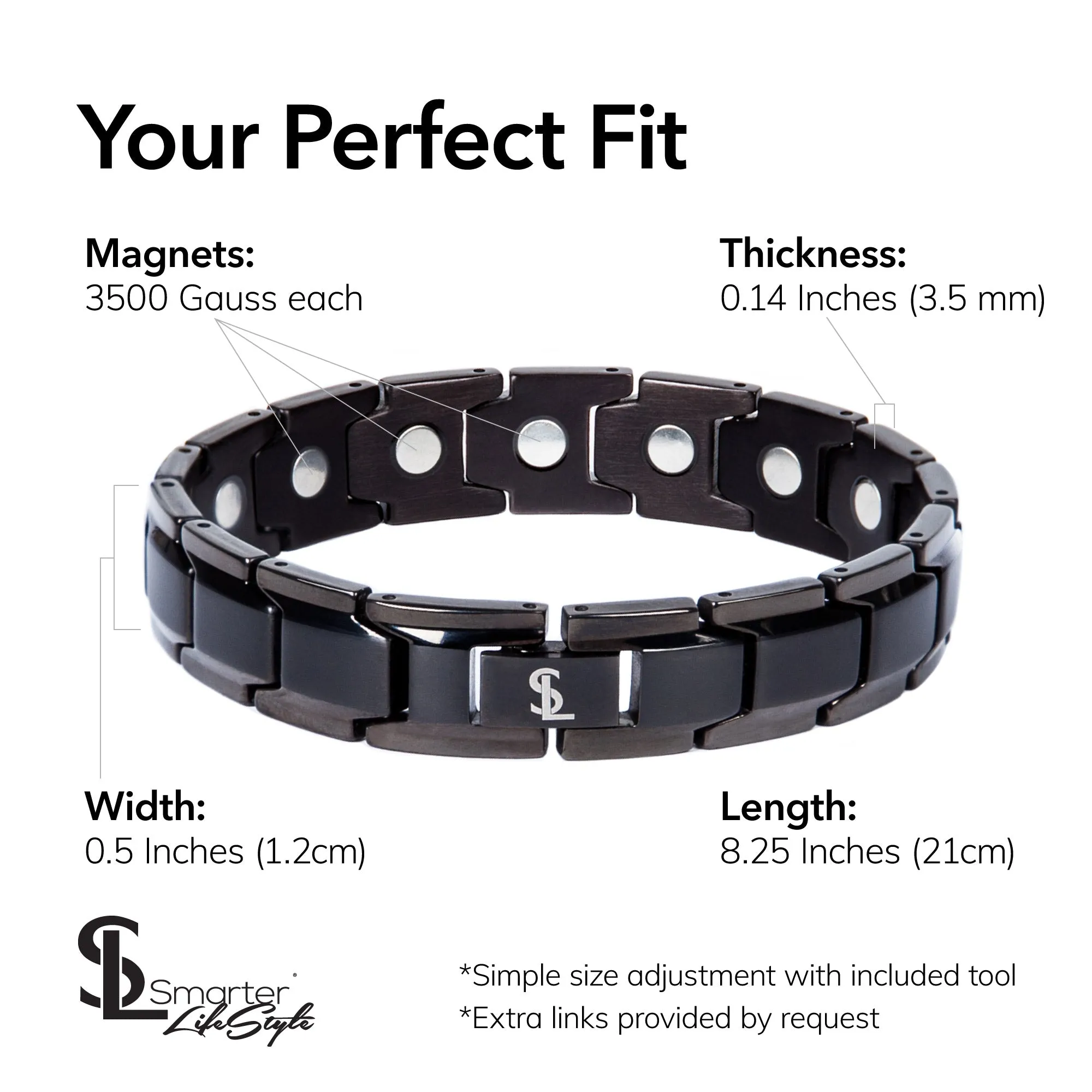 Elegant Titanium Magnetic Therapy Bracelet (Black)