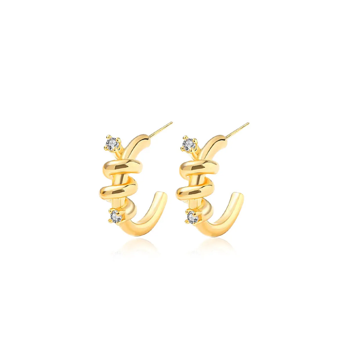 Endless Twist Stud Gold Earrings