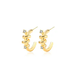 Endless Twist Stud Gold Earrings