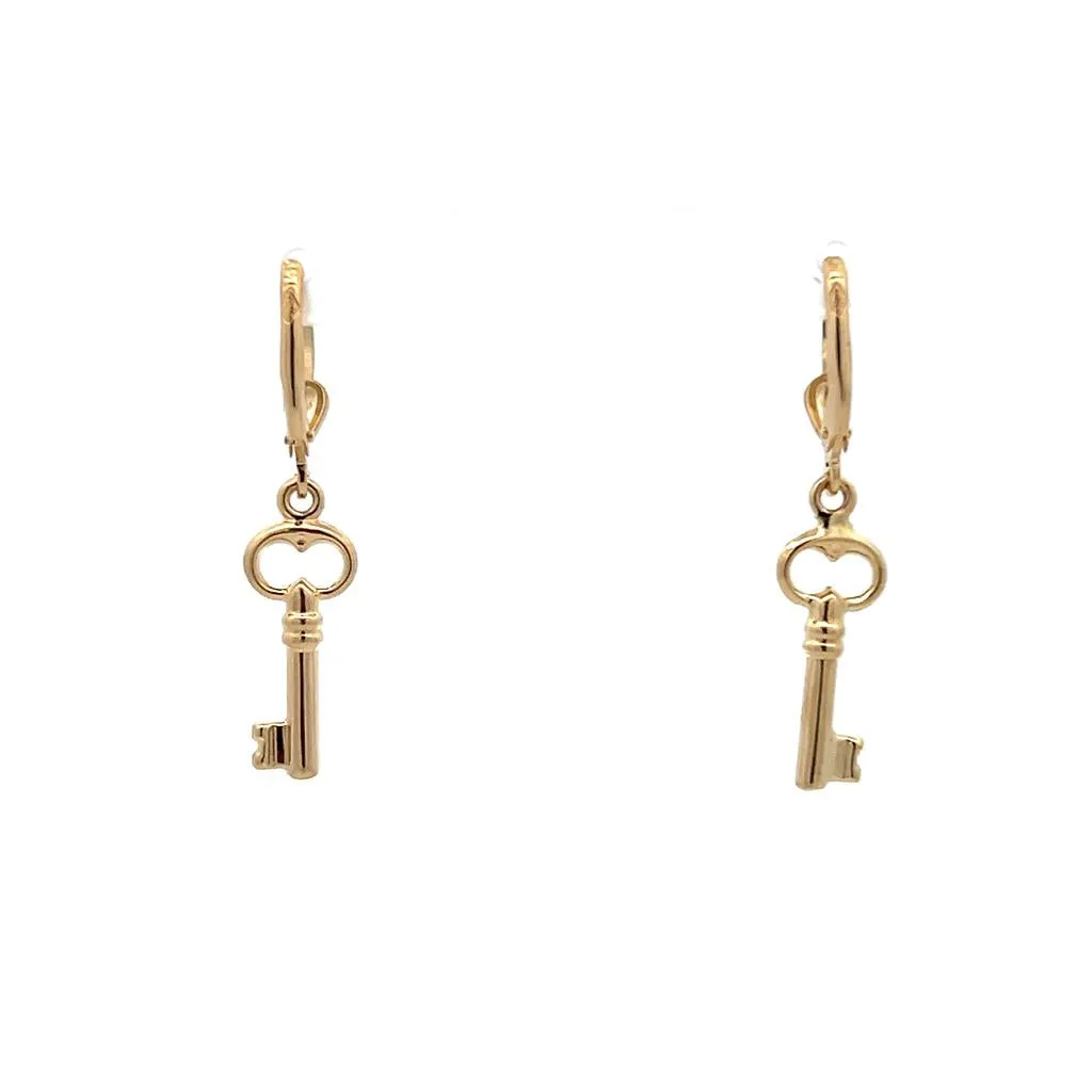 Estate 14K Yellow Gold Key Drop Earrings