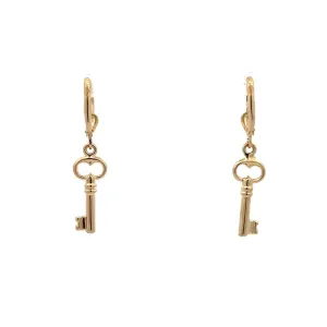 Estate 14K Yellow Gold Key Drop Earrings