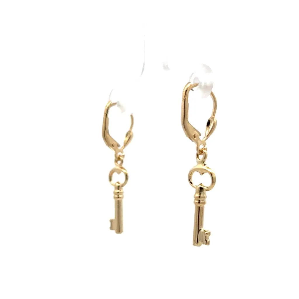 Estate 14K Yellow Gold Key Drop Earrings