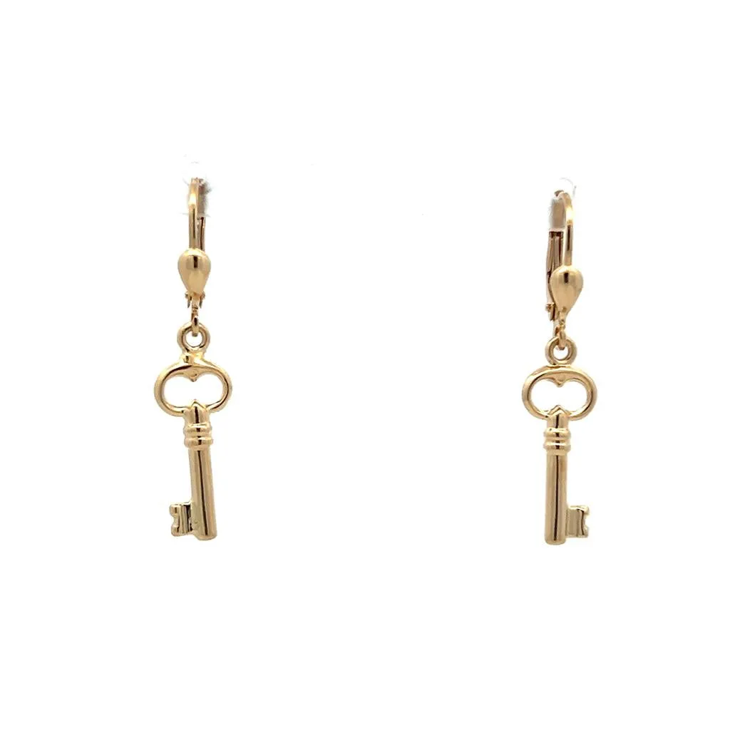 Estate 14K Yellow Gold Key Drop Earrings