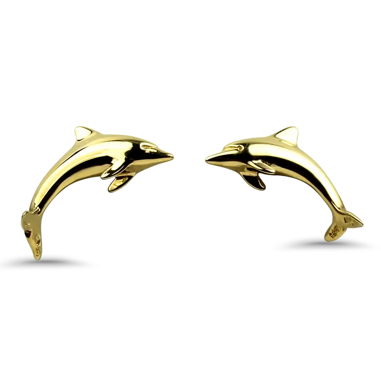 Estate 18K Yellow Gold A.G.A. Correa Dolphin Earrings