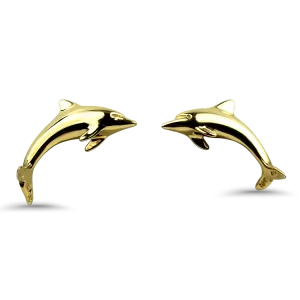 Estate 18K Yellow Gold A.G.A. Correa Dolphin Earrings