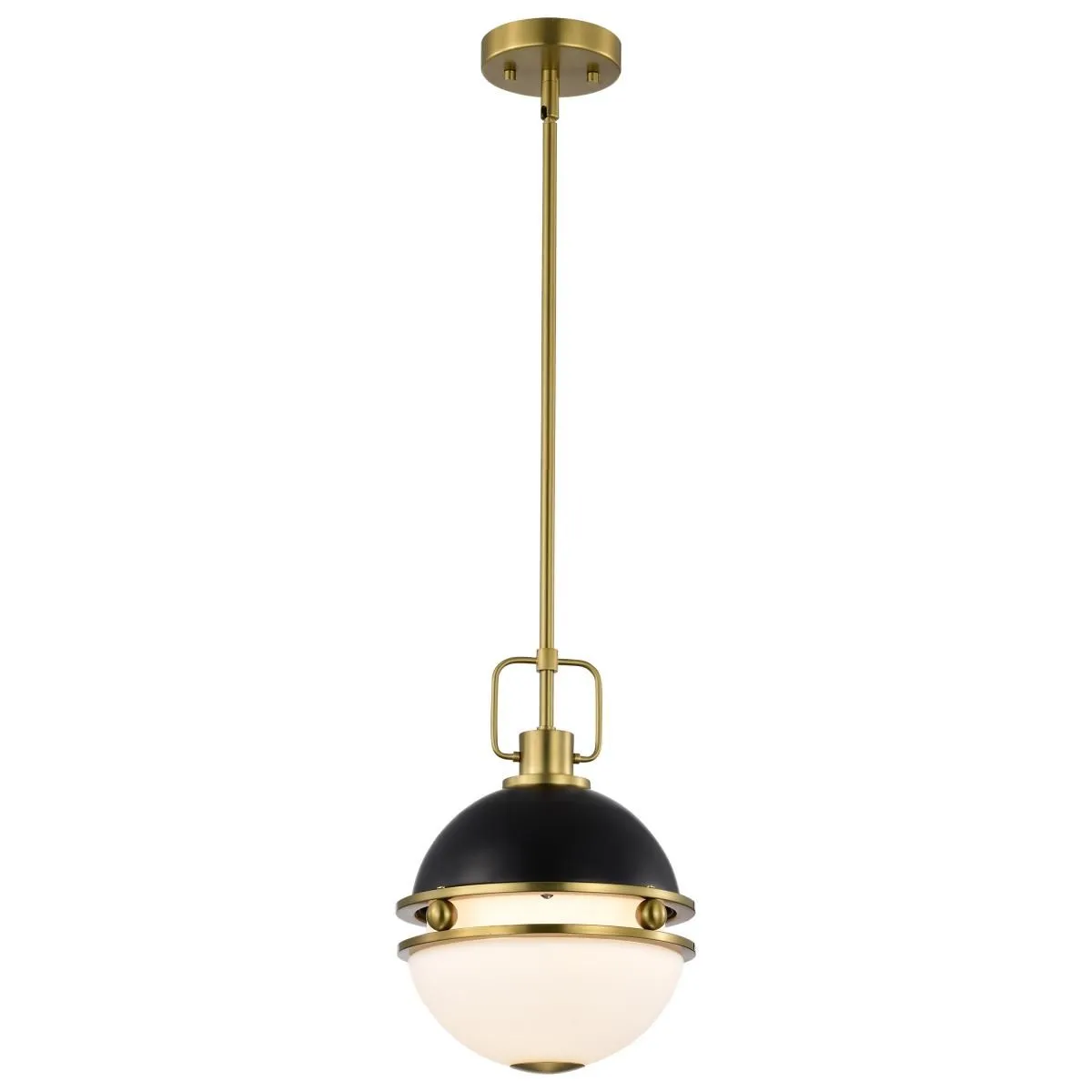 Everton 10 in. Pendant Light Matte Black and Vintage Brass Finish