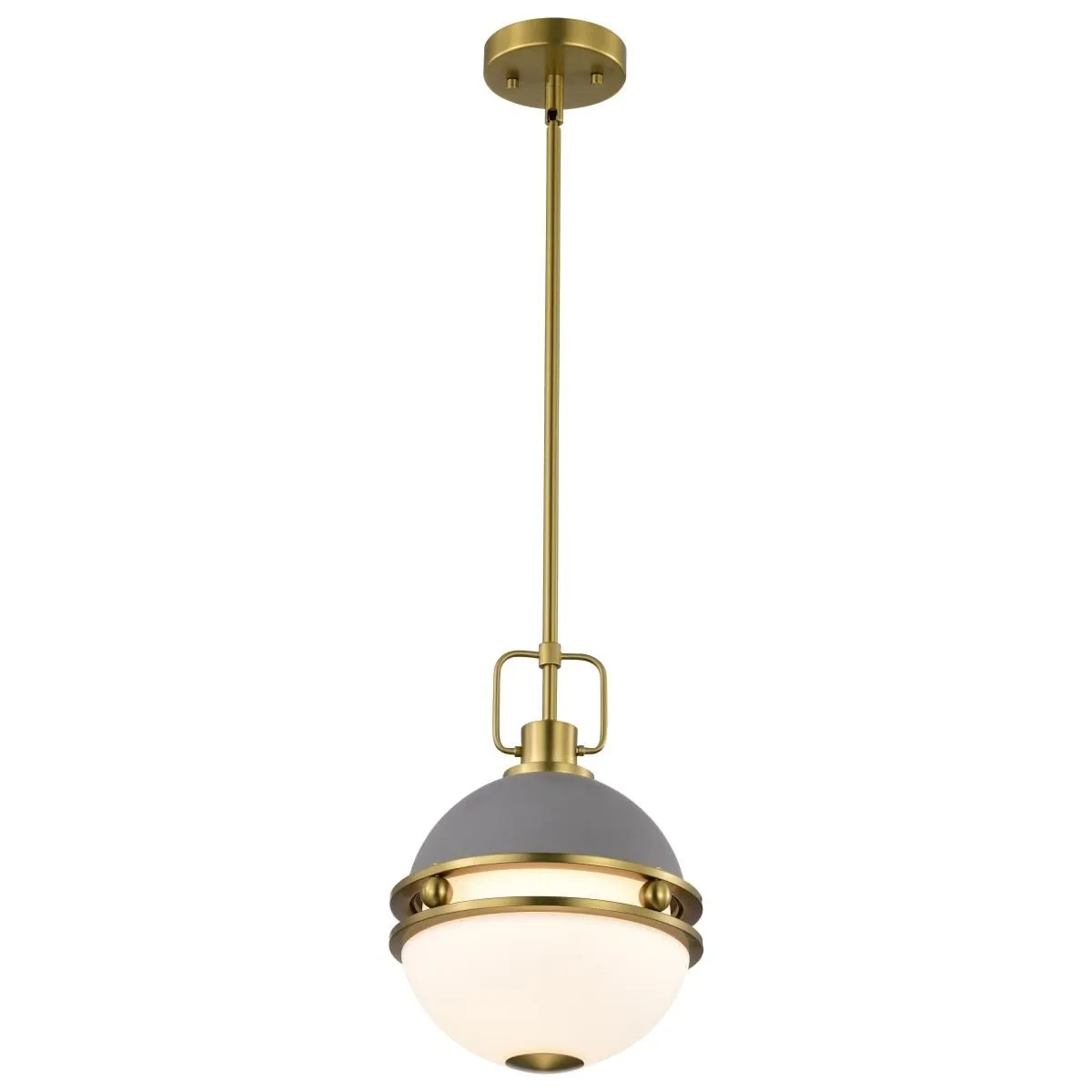 Everton 10 in. Pendant Light Matte Gray and Vintage Brass Finish