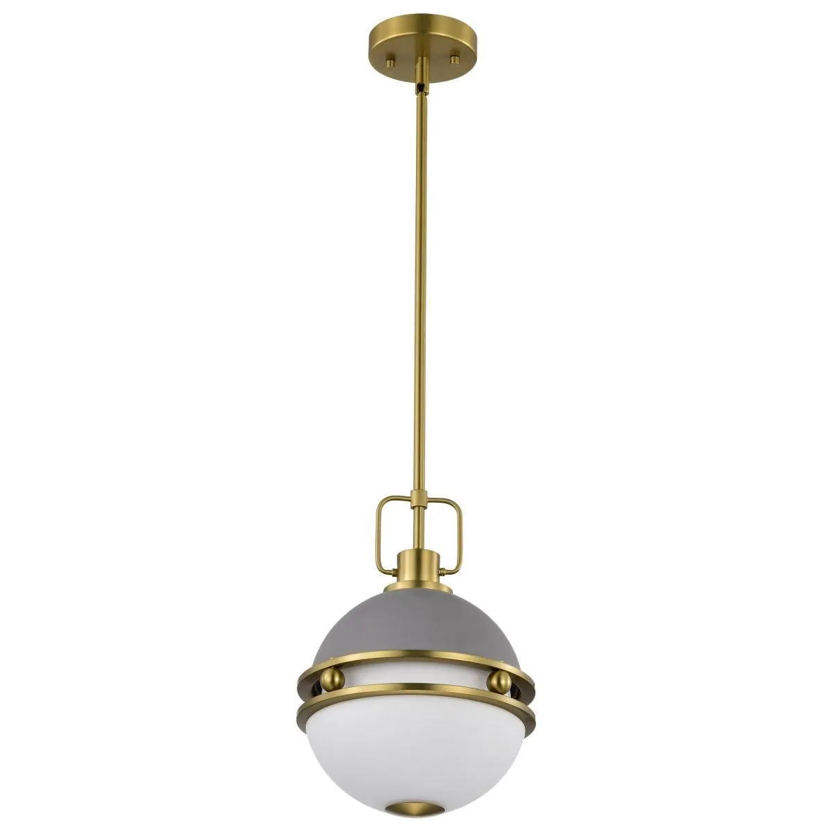 Everton 10 in. Pendant Light Matte Gray and Vintage Brass Finish