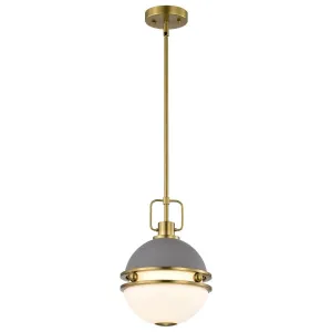 Everton 10 in. Pendant Light Matte Gray and Vintage Brass Finish