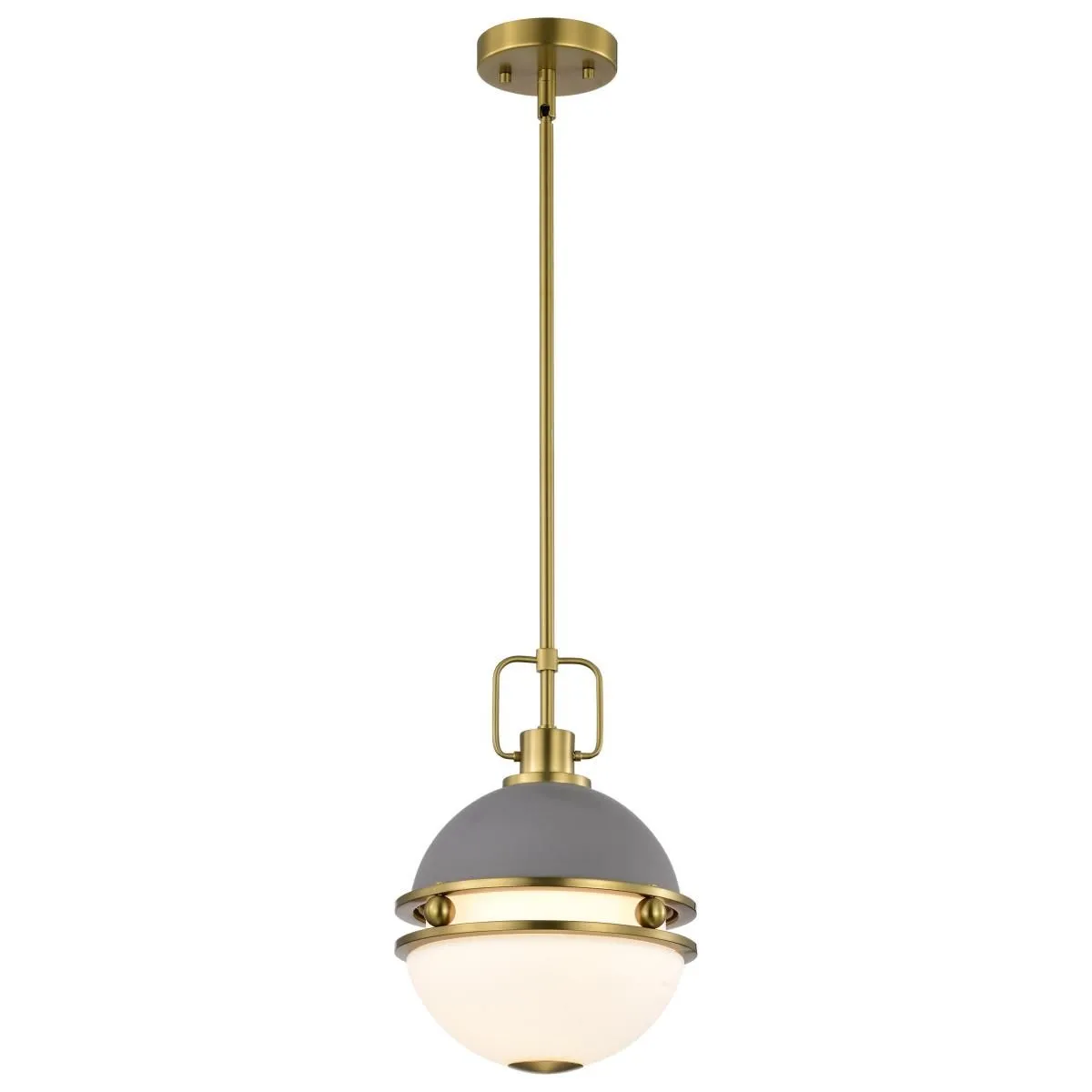 Everton 10 in. Pendant Light Matte Gray and Vintage Brass Finish