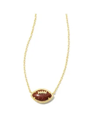 Football Short Pendant Necklace Gold Orange Goldstone